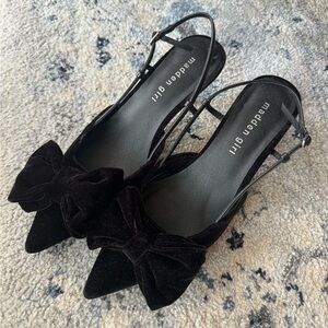 Madden Girl Black Slingback Heels with Bow Detail